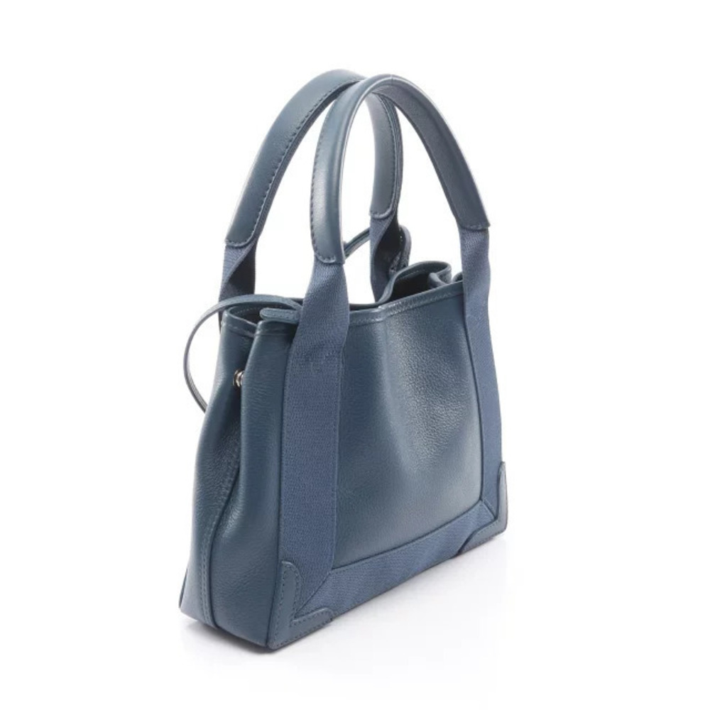 Balenciaga Navy Leather Cabas Blue Canvas Handbag Blue